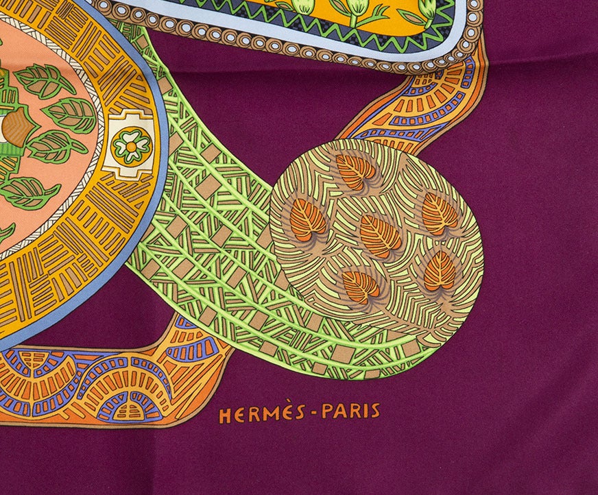 Hermes Silk Scarf Carré Horses in Garden