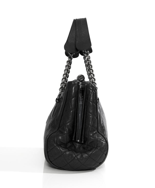 Chanel Black Logo Doctor's Bag Satchel at 1stdibs