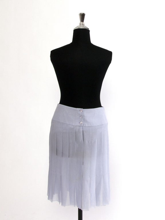 Women's Chanel Sheer A-Line Silk Skirt in Pastel Light Blue Hue