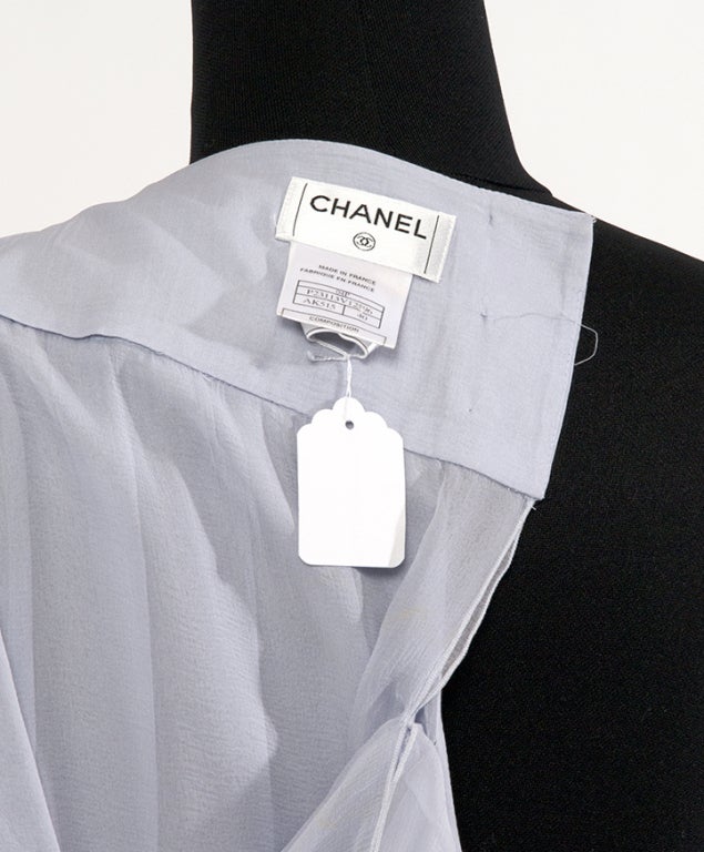 Chanel Sheer A-Line Silk Skirt in Pastel Light Blue Hue 1