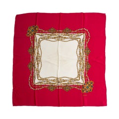 Chanel Silk Scarf Bright Red Carré