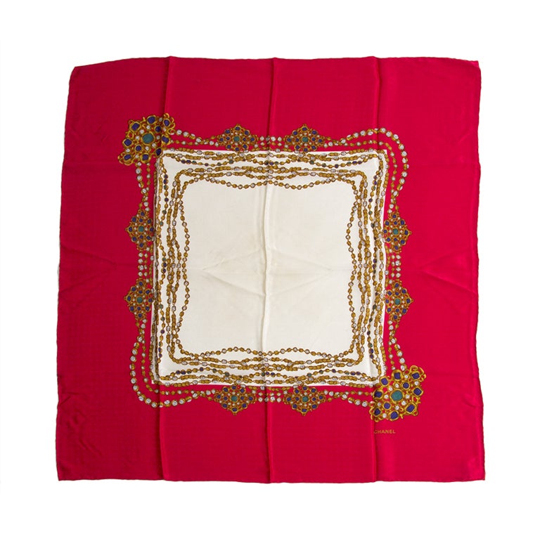 Chanel Silk Scarf Bright Red Carré