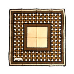 Yves Saint Laurent Silk Shades of Brown Print Scarf