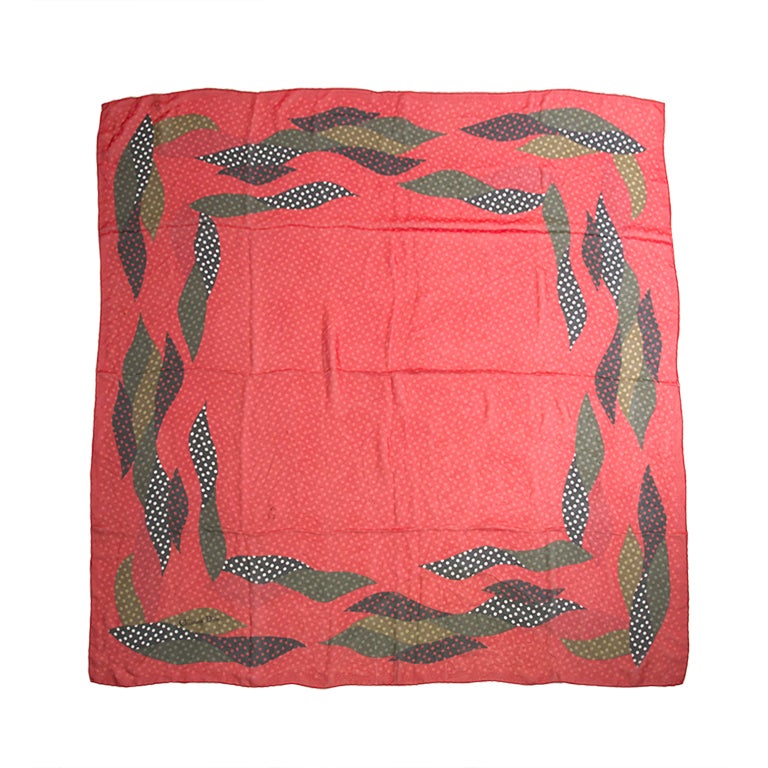 Christian Dior Red/Green/Black Silk Dotted Scarf