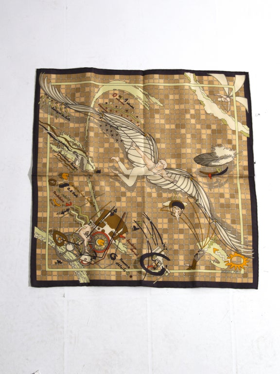 Hermes Silk Beige/Purple Print Carré Scarf by Dominik Jarlegant