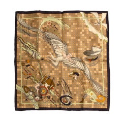 Hermes Silk Beige/Purple Print Carré Scarf by Dominik Jarlegant