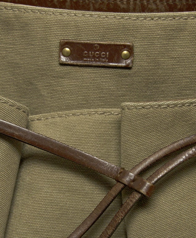 Gucci Khaki canvas handbag at 1stdibs