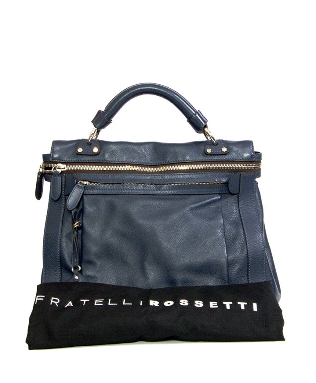 Women's Fratelli Rossetti 'Besso' Blue Leather Zipper Tote