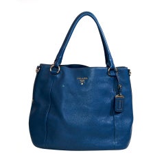 Prada Saffiano Leather Blue Tote