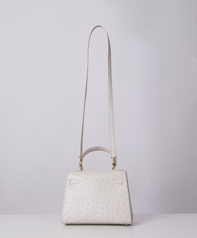 Hermès Vintage Mini Kelly Sellier White Leather Ghw 3 ways 20 cm