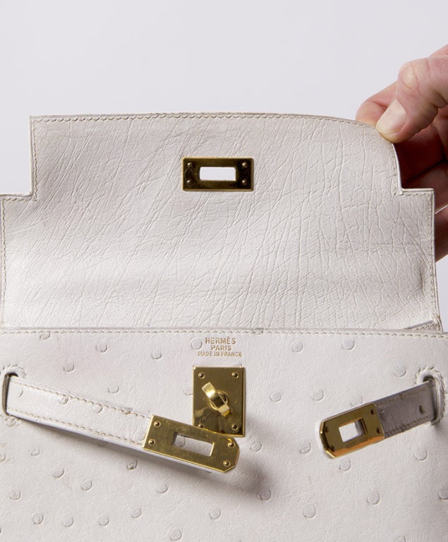 HERMES MINI KELLY BAG OSTRICH 20 CM WHITE