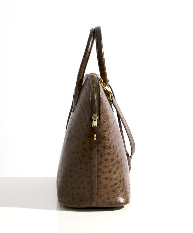 Women's Hermes Chocolate Brown Ostrich Bolide Bag