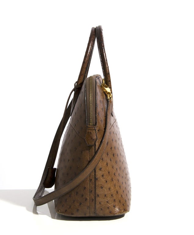 Hermes Chocolate Brown Ostrich Bolide Bag 1