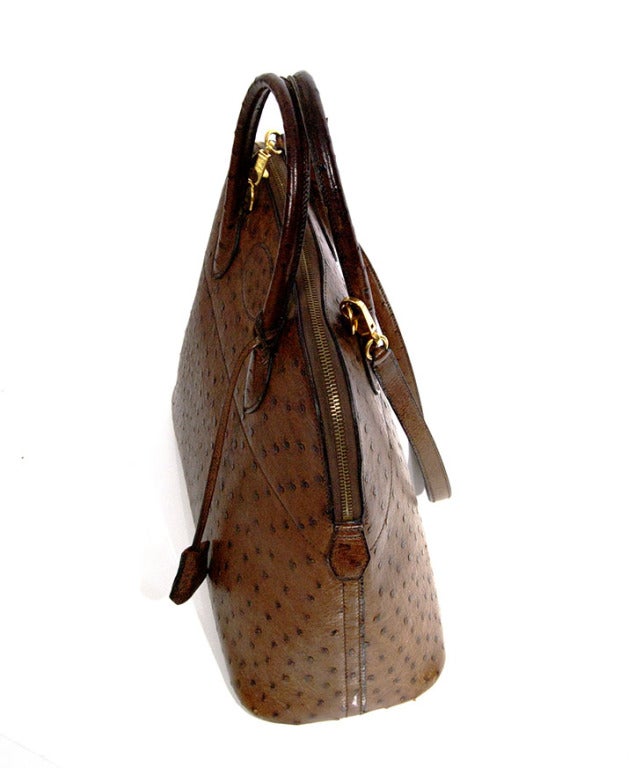 Hermes Chocolate Brown Ostrich Bolide Bag 3