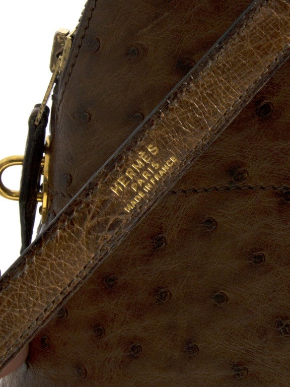 Hermes Chocolate Brown Ostrich Bolide Bag 6
