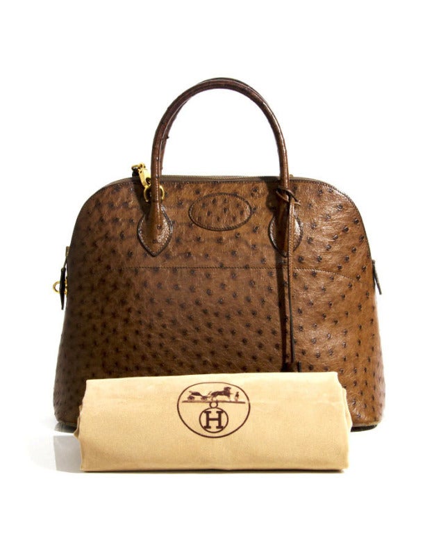 Hermes Chocolate Brown Ostrich Bolide Bag 7