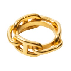 Hermes gold plated chain link scarf ring