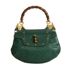 Gucci Bambus Handtasche mit Schulterriemen Grün Gold