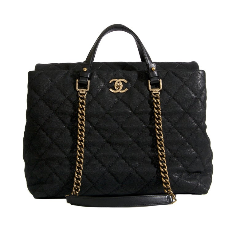 Chanel Large Tote Collection Spring/Printemps 2013 Black Grained at 1stdibs