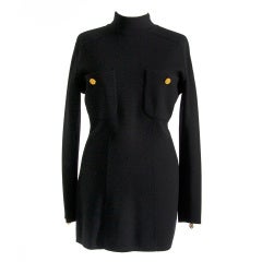 Chanel Black Wool Zipper Dress
