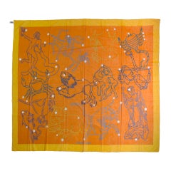 Hermes Silk Pareo Astrological Print Orange