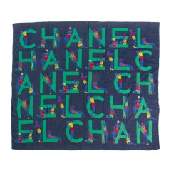 Chanel Silk Navy Green Pareo Scarf