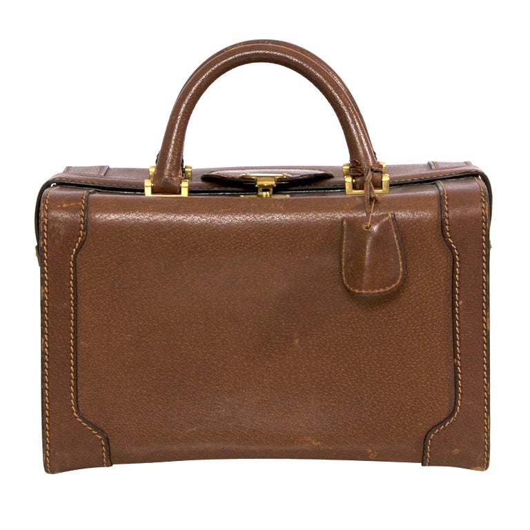 Gucci Doctor's Case Bag Cognac Brown Leather