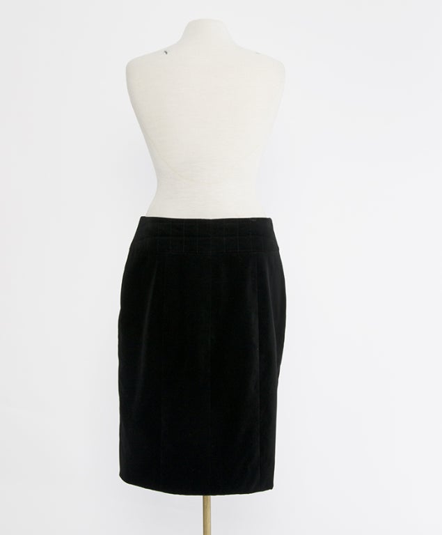 Chanel Black Velvet Skirt at 1stdibs