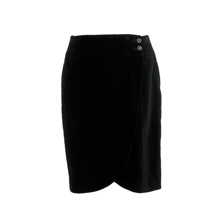 Chanel Black Velvet Skirt at 1stdibs