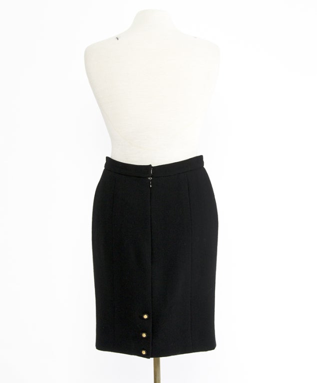 Women's Chanel Black Wool Skirt