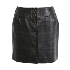 Chanel Black Leather Mini Skirt