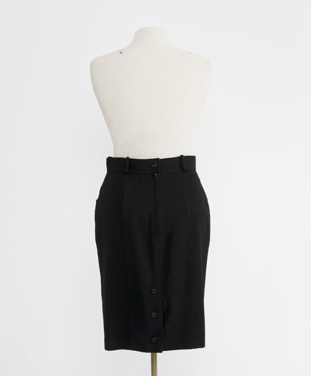 Women's Chanel Black Thin Wool Skirt