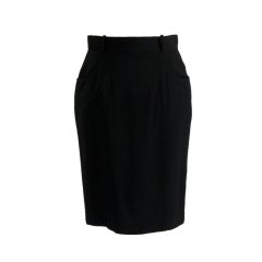 Chanel Black Thin Wool Skirt