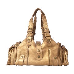 CHLOE Bronze Metallic Leather Hand Bag