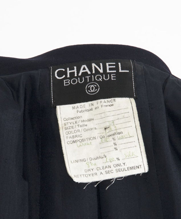 Chanel Double Breasted Navy Blazer Gold Buttons For Sale 3