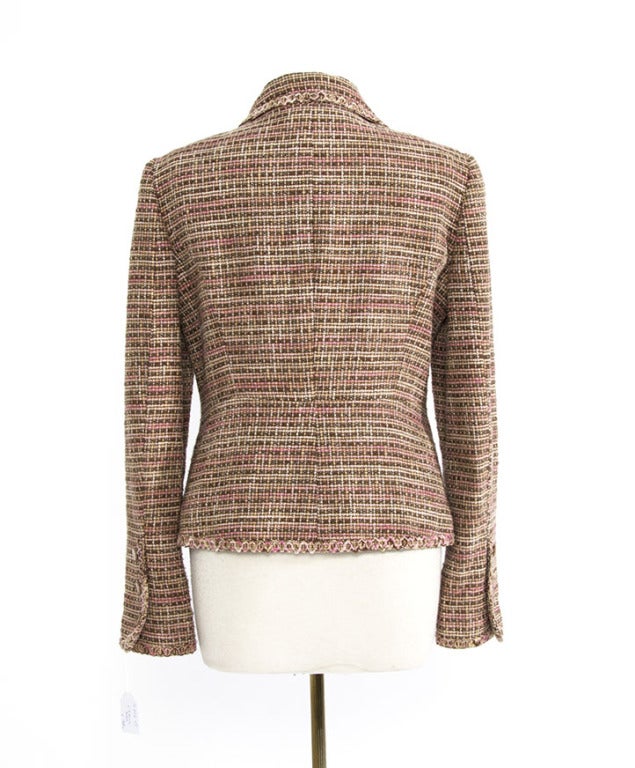 Chanel Pink & Light Brown Short Linen Jacket Vest 1