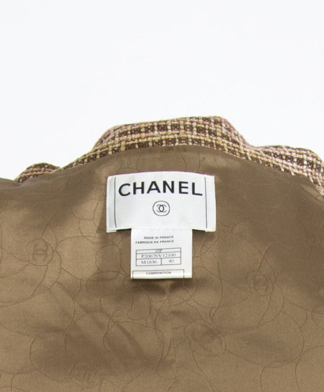 Chanel Pink & Light Brown Short Linen Jacket Vest 3