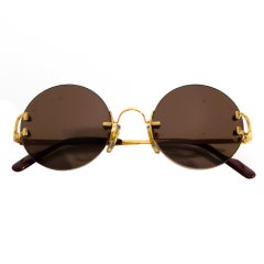 Cartier Round Sunglasses 90s Gold