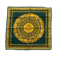 Versace Gold Green Mini Carré Square Scarf