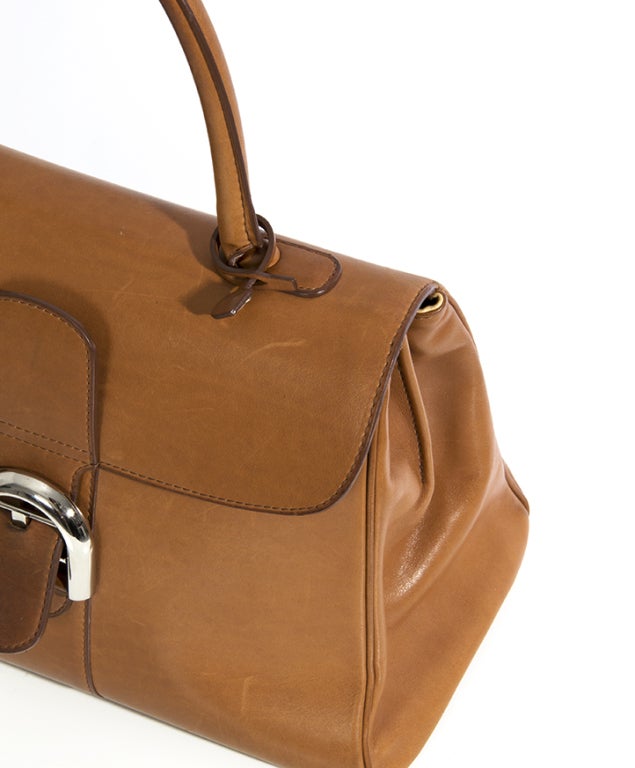 Delvaux Brillant MM Cognac Bridon Leather Handbag 4