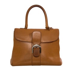 Delvaux Brillant MM Cognac Bridon Leather Handbag