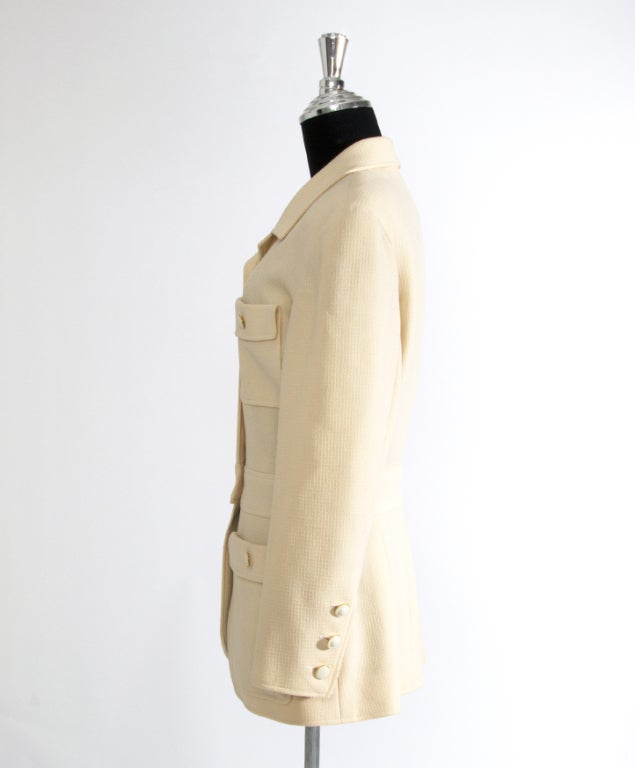 Women's Chanel Single-breasted Ivory Wool Blazer Jacket Skirt Suit