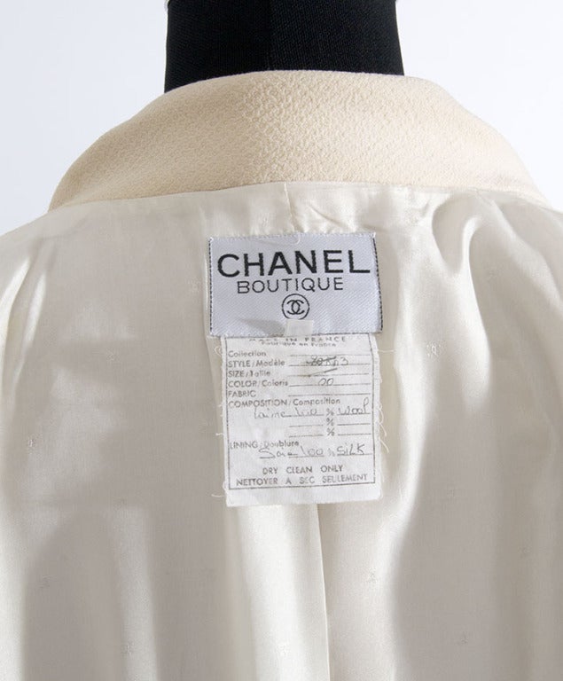 Chanel Single-breasted Ivory Wool Blazer Jacket Skirt Suit 4