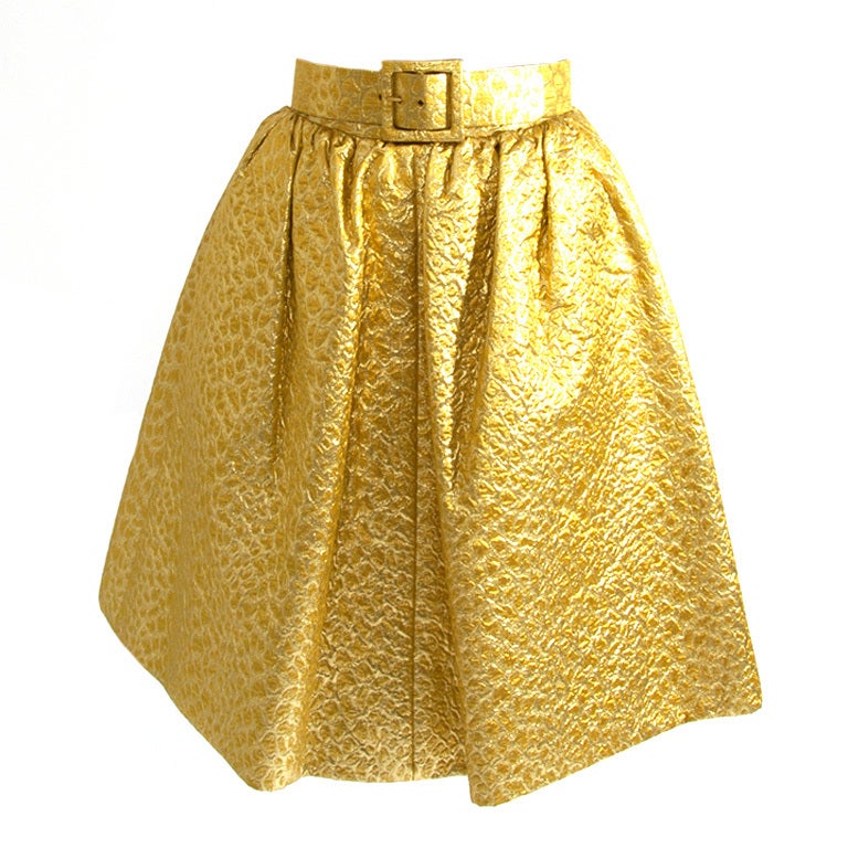 Givenchy Gold Jacquard Silk Skirt