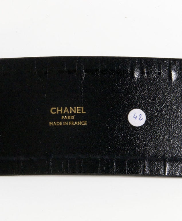 Chanel Black Gold Leather Belt at 1stDibs