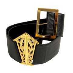 Chanel Black Gold Leather Belt