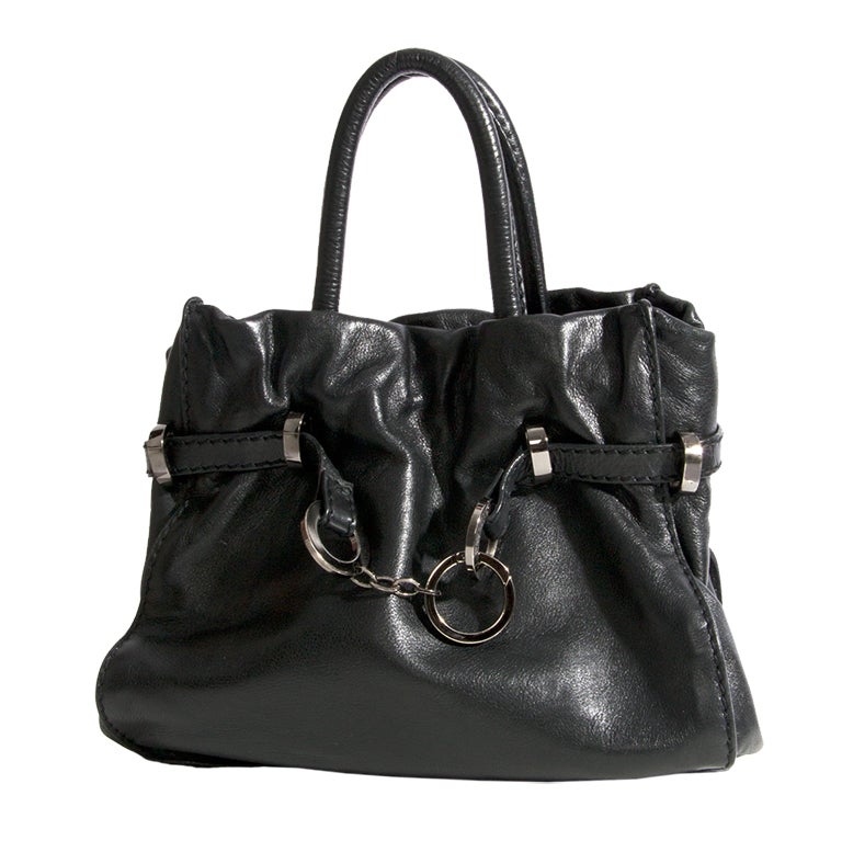 Sonia Rykiel supple black leather handbag at 1stdibs