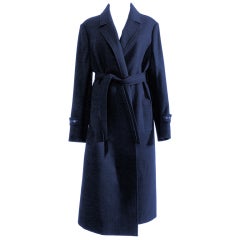 Celine Navy Wool Belted Wrap Coat