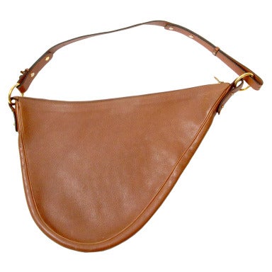 Delvaux Cognac Leather Saddle Bag