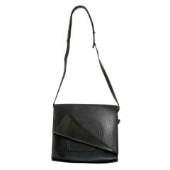 Vintage Delvaux Black Leather Cross Body Bag
